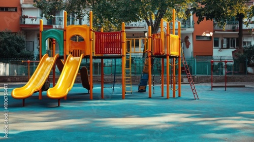 Wallpaper Mural Colorful Playground Slides in a Sunny Day Torontodigital.ca