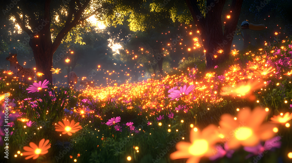 Naklejka premium Magical Glowing Forest