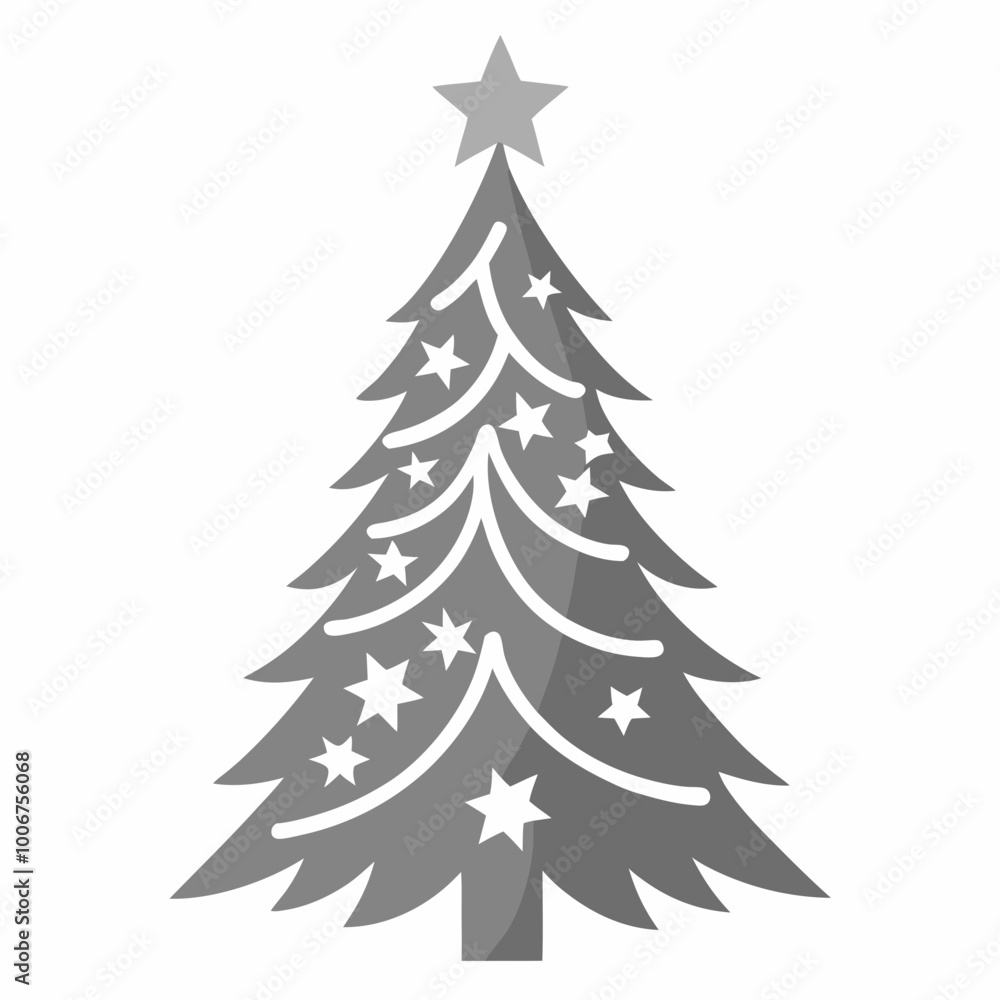 Obraz premium Christmas Silver tree Black silhouette