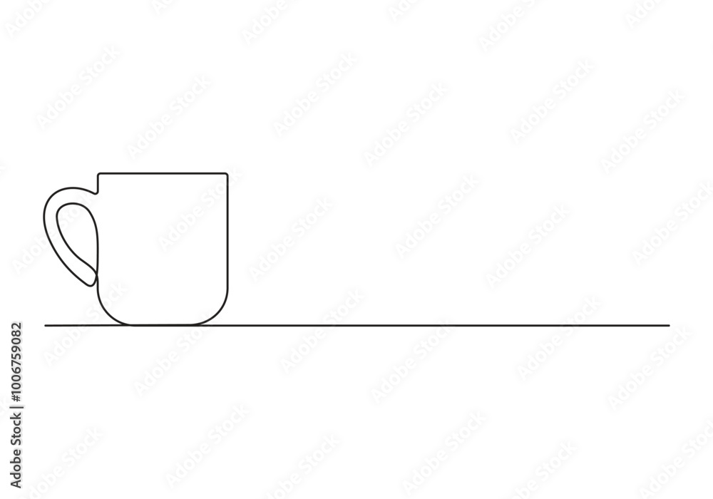Coffee mug continuous one line drawing. Isolated on white background vector illustration Coffee mug continuous one line drawing. Isolated on white background vector illustration