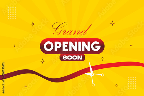 Grand opening soon poster, sale banner design template vector.