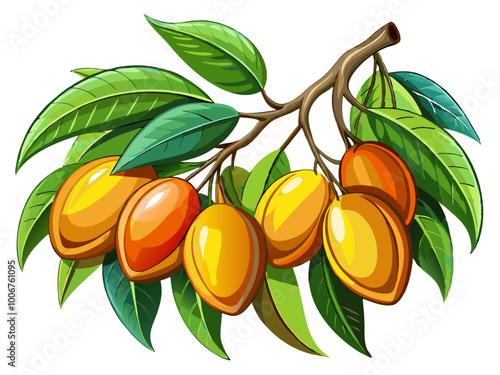 branch with mango - Vector illustration of  mango isolated on white, mango vector art