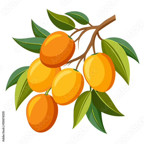 branch with mango - Vector illustration of  mango isolated on white, mango vector art