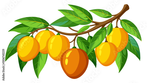 branch with mango - Vector illustration of  mango isolated on white, mango vector art