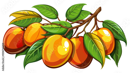 branch with mango - Vector illustration of  mango isolated on white, mango vector art