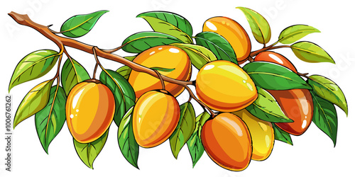 branch with mango - Vector illustration of  mango isolated on white, mango vector art