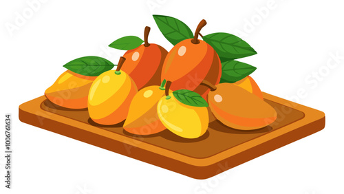 mango on a cutting bord - Vector illustration of  mango isolated on white, mango vector art