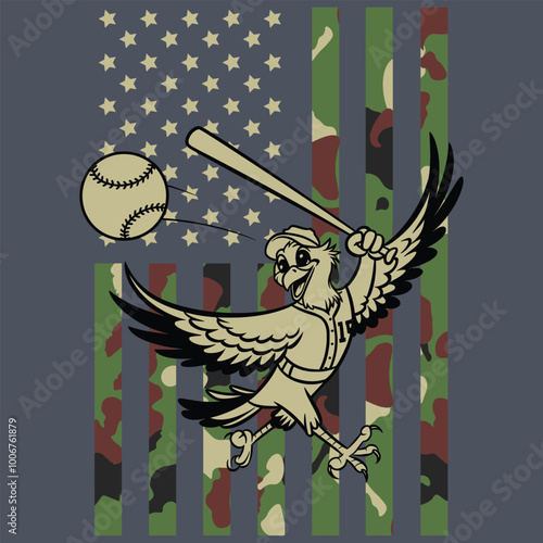 Camo American Flag Baseball Osprey USA Gift T-shirt photo