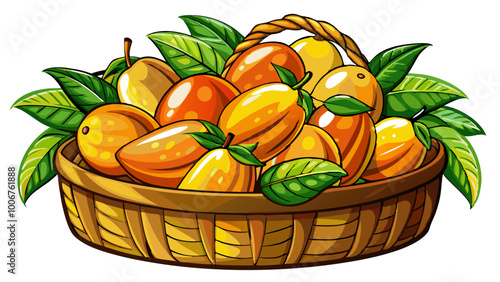 basket of mangoes - Vector illustration of  mango isolated on white, mango vector art