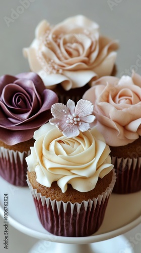  an elegant collection of dual tone wedding cupcakes photo