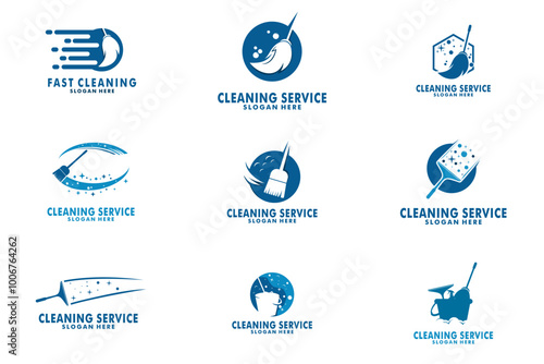Set Bundle Cleaning service logo design vector