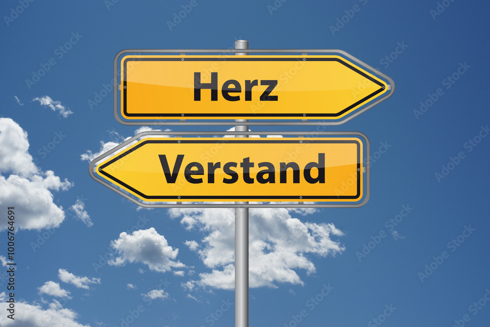 Heart and Mind Directional Sign A guide of feelings and intellect Heart and Mind Directional Sign A guide of feelings and intellect