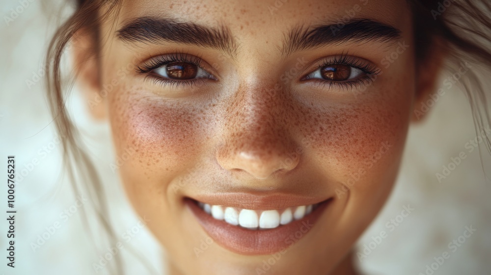 Close-up shot of a beautiful and skinny young woman with stunning brown eyes and a beautiful smile. Close-up shot of a beautiful and skinny young woman with stunning brown eyes and a beautiful smile.