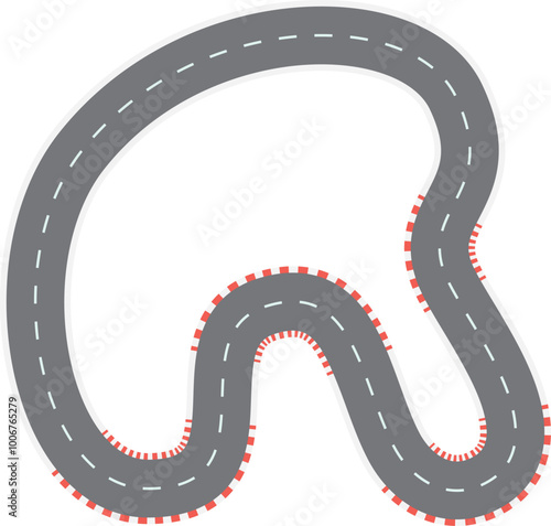 Race track top view. Asphalt road circle