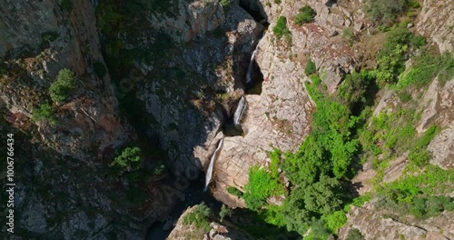 Shot of tripple waterfall in Sardinia, Italy photo