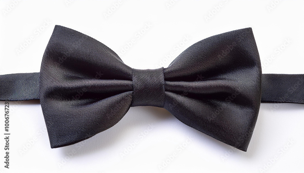 Classic black bow tie isolated on white background. Man's festive accessory. Style and fashion
