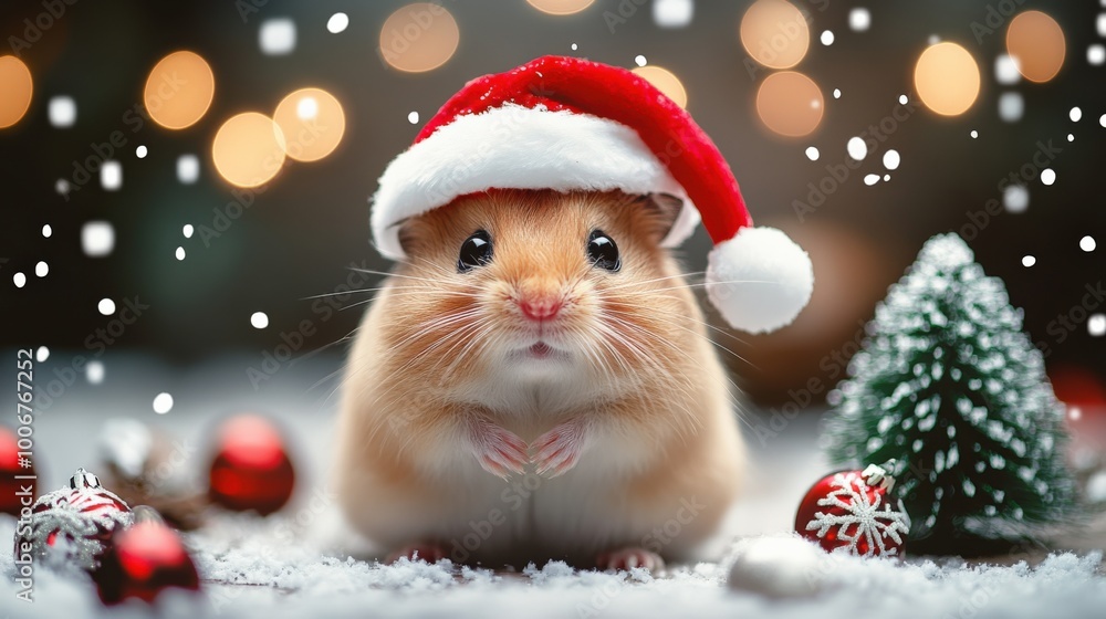 Hamster with Santa hat Hamster with Santa hat