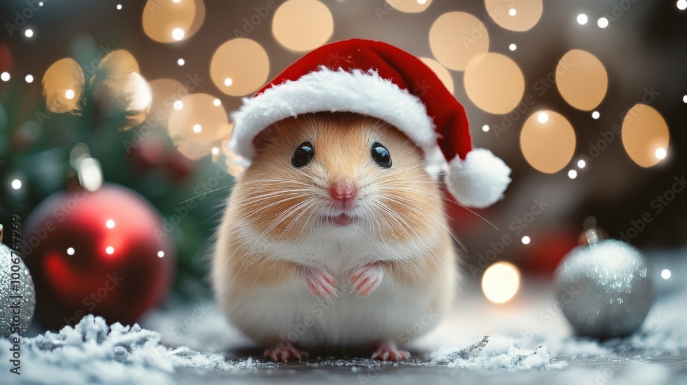 Hamster with Santa hat Hamster with Santa hat