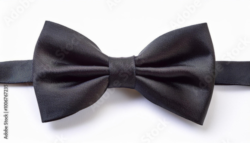 Classic black bow tie isolated on white background. Man's festive accessory. Style and fashion