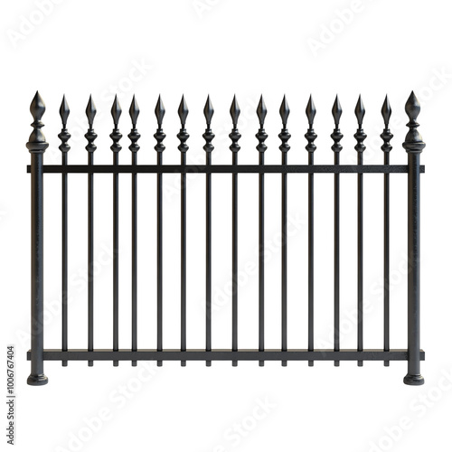 Black decorative fence, isolated on a white background. transparent background