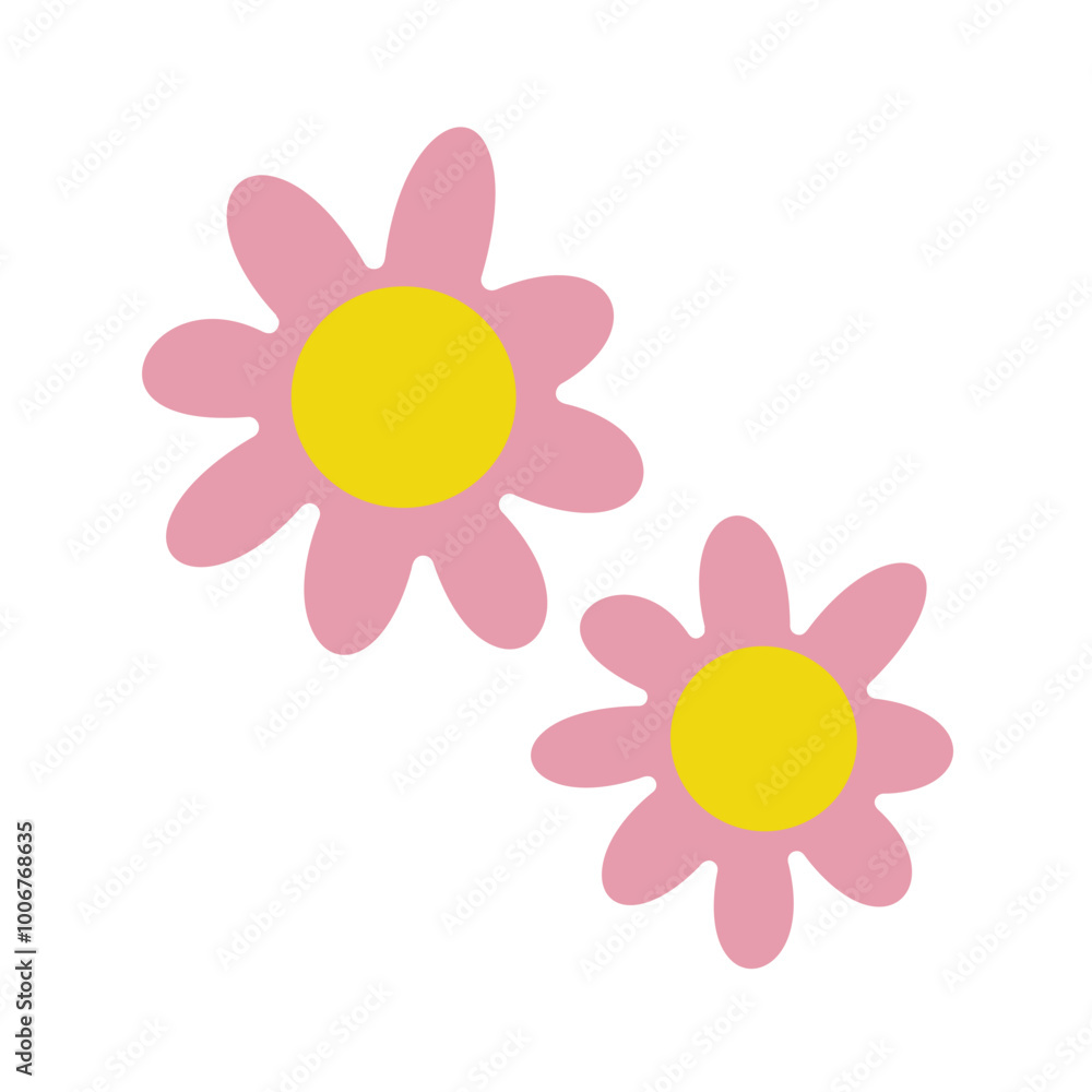 pink tulips flowers icon over white background. colorful design. cute flower with branches and leaves. The flower design symbolizes a beautiful, healthy and enjoyable life pink tulips flowers icon over white background. colorful design. cute flower with branches and leaves. The flower design symbolizes a beautiful, healthy and enjoyable life