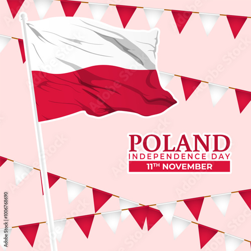 Vector illustration of Poland Independence Day social media template