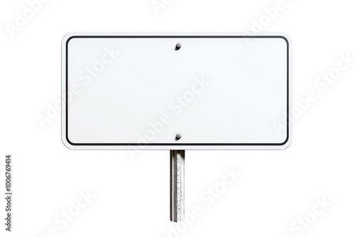 Blank sign on a metal pole, perfect for customizable branding or advertising. transparent background photo