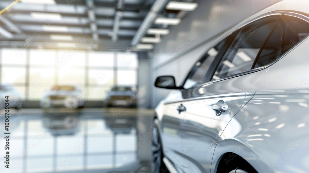 Modern car parked in spacious garage, ready for trade-in, showcasing clean and well-maintained interior. Modern car parked in spacious garage, ready for trade-in, showcasing clean and well-maintained interior.