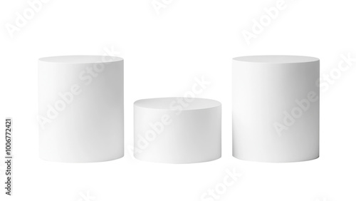 PNG Cylinder pedestal podiums white minimalist background. photo