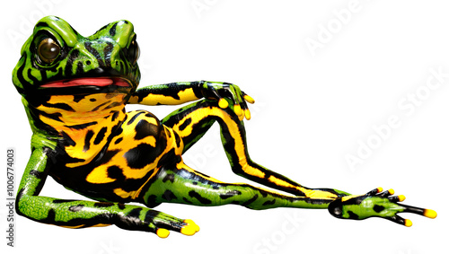 3D Rendering Oriental Fire Bellied Toad Frog on White photo