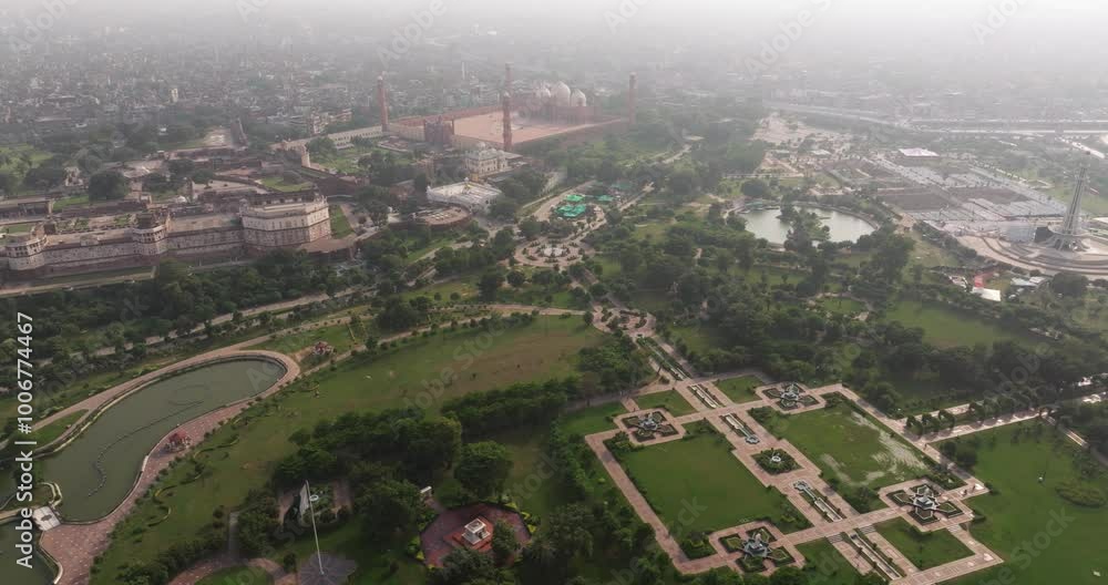 Aerial View Above Greater Iqbal Park in Lahore, Punjab, Pakistan. Summer Aerial View Above Greater Iqbal Park in Lahore, Punjab, Pakistan. Summer