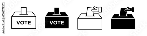 voting ballot box icon collection