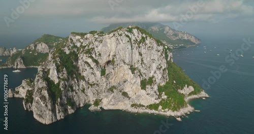 Panoramic view of cliff at Capri island, Italy photo