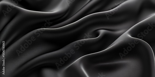 Close-up of smooth, black fabric with soft folds.