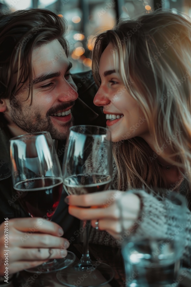 A man and a woman enjoying a glass of wine together A man and a woman enjoying a glass of wine together