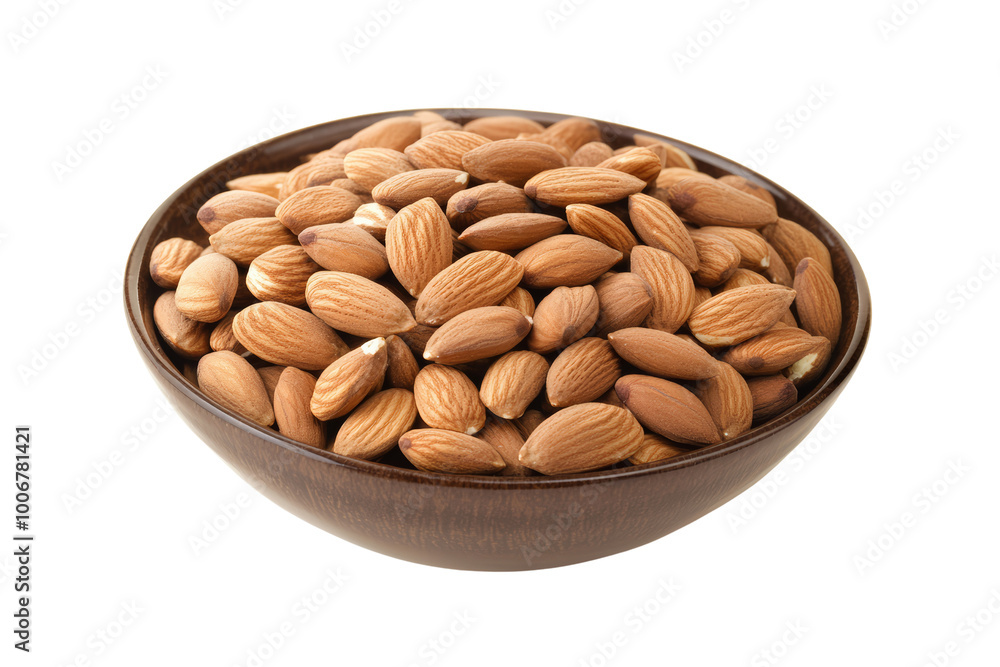 Wooden bowl filled with healthy almonds. Perfect for illustrating healthy eating, snacks, and nutritious food concepts. Wooden bowl filled with healthy almonds. Perfect for illustrating healthy eating, snacks, and nutritious food concepts.
