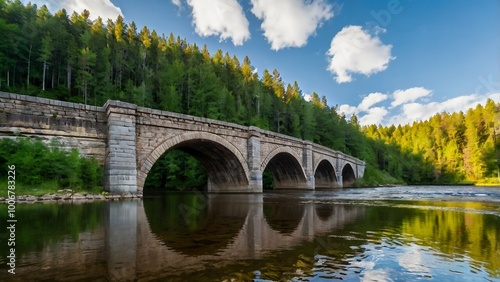 Wallpaper Mural A bridge that leads to a beautiful forest and is under the river, generative ai Torontodigital.ca