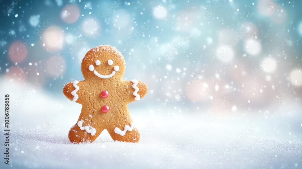 Whimsical Gingerbread Man in Winter Wonderland Whimsical Gingerbread Man in Winter Wonderland