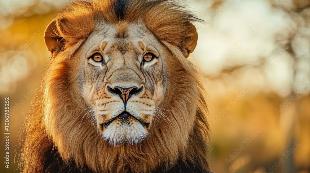 Obraz premium Animal Majesty. Produce a stunning close-up of a wild lion in its natural habitat