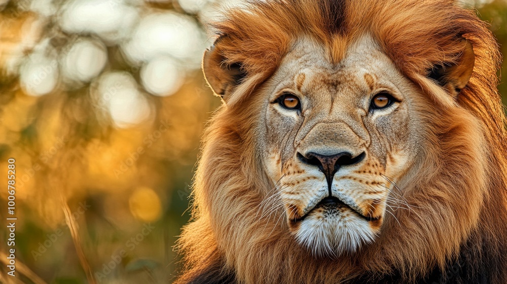 Fototapeta premium Animal Majesty. Produce a stunning close-up of a wild lion in its natural habitat
