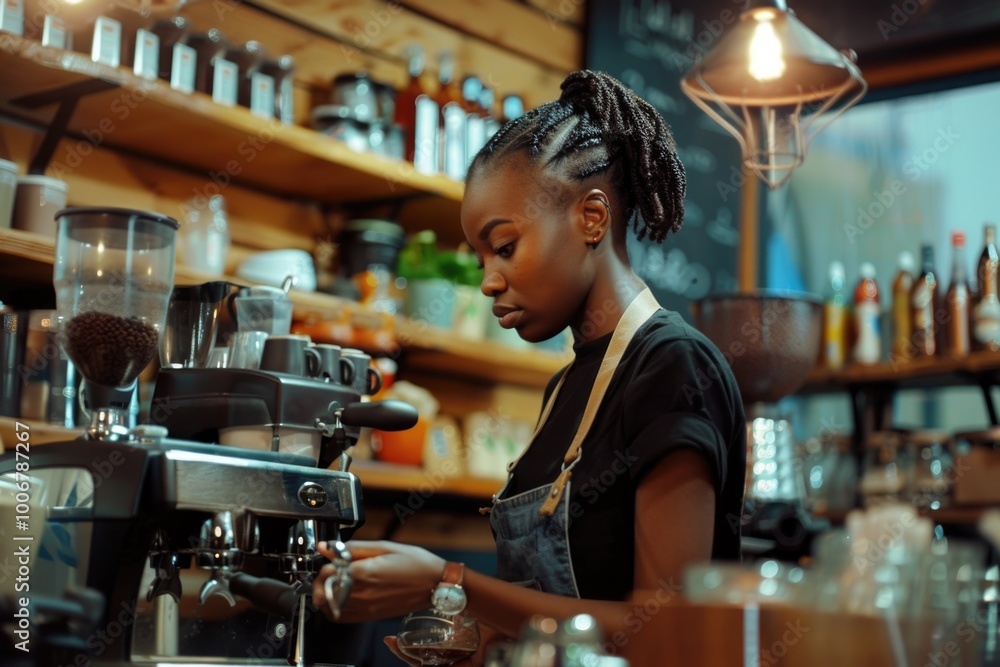 A person brewing a cup of coffee at home A person brewing a cup of coffee at home