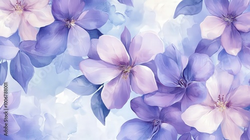 Wallpaper Mural Enchanting Floral Watercolor Seamless Pattern on Soft Pastel Background Torontodigital.ca