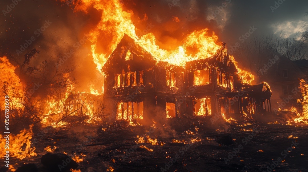 Burning House engulfed in Flames Burning House engulfed in Flames