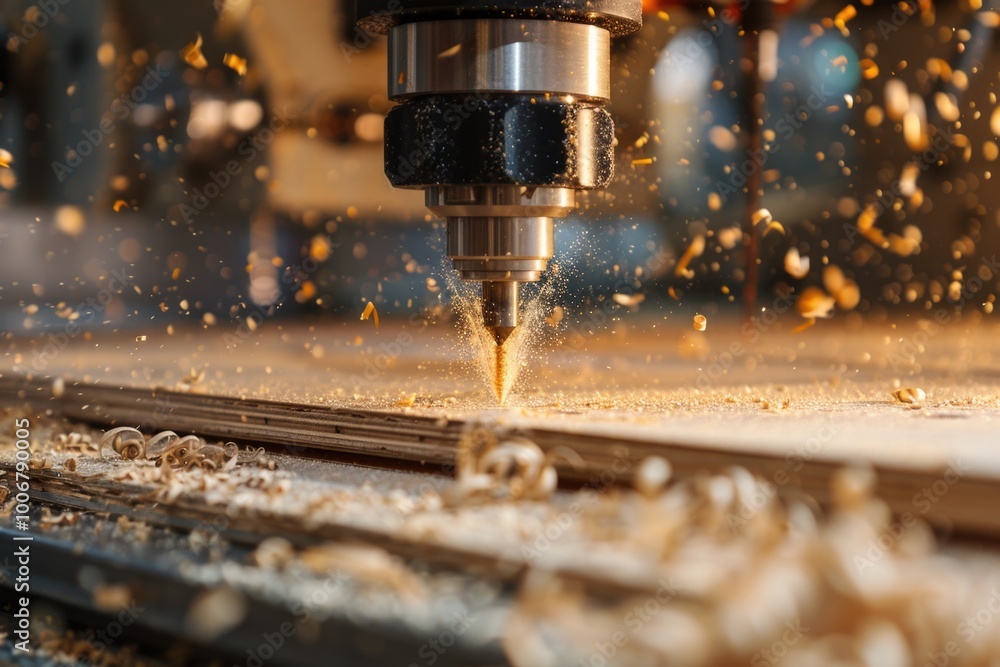 Machine cutting wood plank Machine cutting wood plank