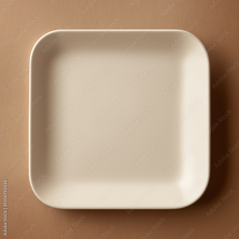 minimalistic square plate with smooth, rounded edges, placed against a neutral-toned background. The simplicity of its design highlights elegance and functionality minimalistic square plate with smooth, rounded edges, placed against a neutral-toned background. The simplicity of its design highlights elegance and functionality