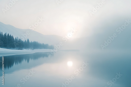 Wallpaper Mural A minimalistic winter background featuring soft hues, snow-covered landscapes, and subtle details that capture the essence of winter's calm Torontodigital.ca