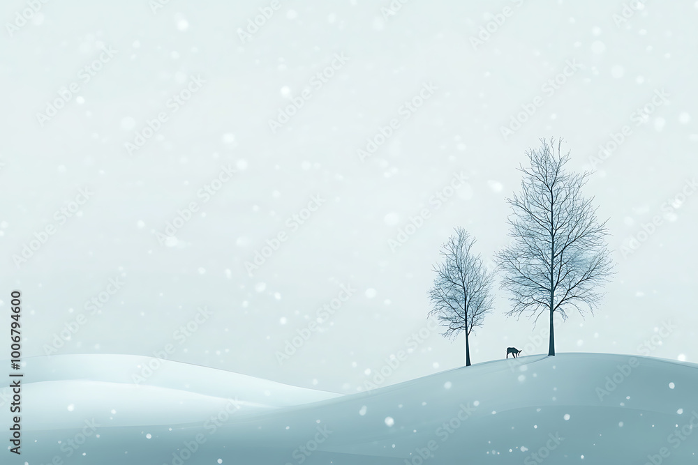 A minimalistic winter background featuring soft hues, snow-covered landscapes, and subtle details that capture the essence of winter's calm A minimalistic winter background featuring soft hues, snow-covered landscapes, and subtle details that capture the essence of winter's calm