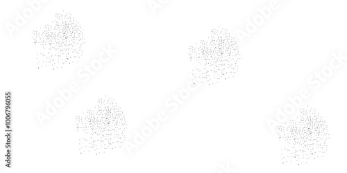 flying debris with dust isolated. Old grunge black texture. Dark weathered overlay pattern sample on transparent background. Black particles explosion isolated on white background. Grunge texture. Wal