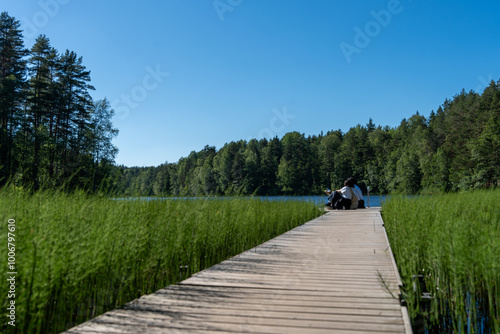 View of The Haukkalampi in summer, Nuuksio National Park, Espoo, Finland.