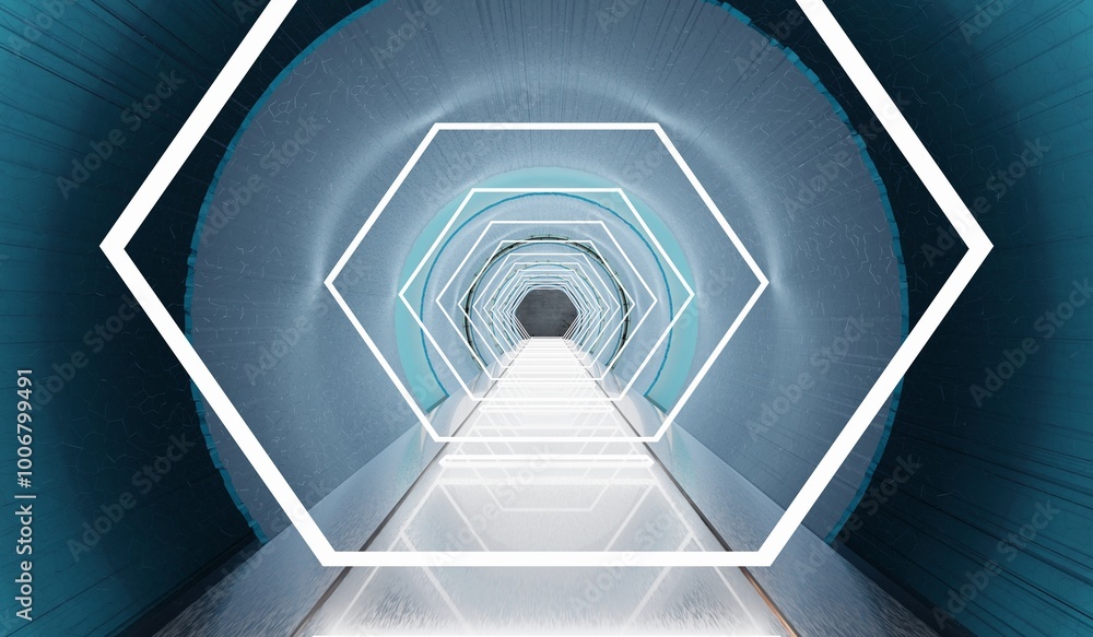 Neon circle tunnel Sci Fi modern pipes, glowing walkway, technology showroom, podium, futuristic pipes Neon circle tunnel Sci Fi modern pipes, glowing walkway, technology showroom, podium, futuristic pipes